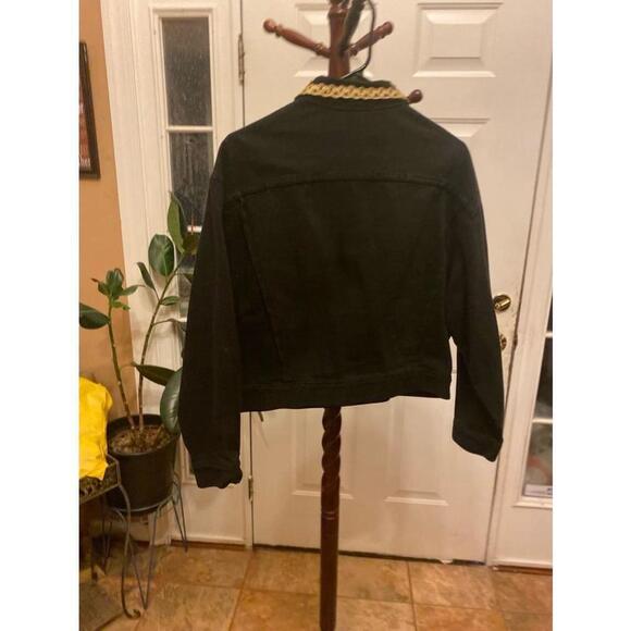 Women's vintage Cache Black Denim Jacket With Gold Embellishment Size M - Picture 10 of 10